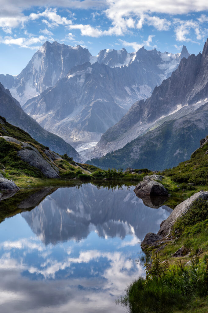 aysage de montagne dans le massif du Mont-Blanc autour du lac Blanc dans le département de la Haute-Savoie en France en été