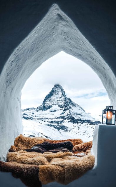 cosy igloo snow house in the mountains